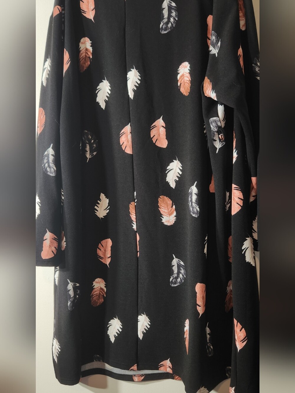 SHEIN Black Dress w/Peach and White Feather Print. 4XL Long Sleeves - Picture 7 of 7